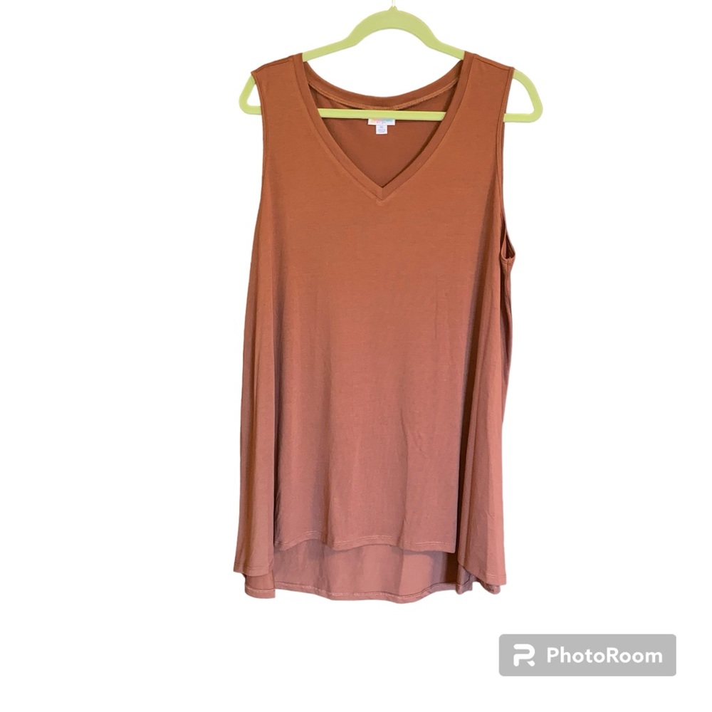 LuLaRoe Kristina V-Neck Tank - Size XL (18-20) - Solid brown color